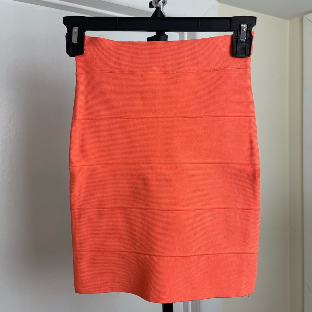 BCBGMAXAZRIA Orange Mini Bandage Skirt XS